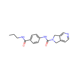 CCCNC(=O)c1ccc(NC(=O)N2Cc3ccncc3C2)cc1 ZINC000166603813