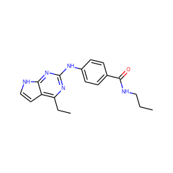 CCCNC(=O)c1ccc(Nc2nc(CC)c3cc[nH]c3n2)cc1 ZINC000063540077