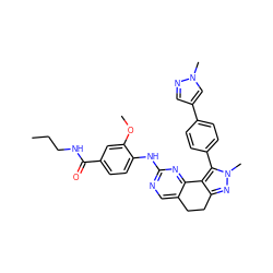 CCCNC(=O)c1ccc(Nc2ncc3c(n2)-c2c(nn(C)c2-c2ccc(-c4cnn(C)c4)cc2)CC3)c(OC)c1 ZINC000224948047