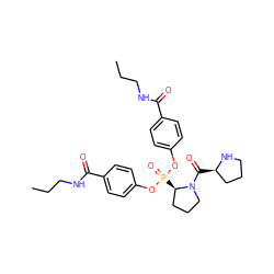 CCCNC(=O)c1ccc(OP(=O)(Oc2ccc(C(=O)NCCC)cc2)[C@@H]2CCCN2C(=O)[C@@H]2CCCN2)cc1 ZINC000025995067