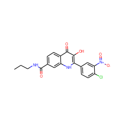 CCCNC(=O)c1ccc2c(=O)c(O)c(-c3ccc(Cl)c([N+](=O)[O-])c3)[nH]c2c1 ZINC000015952291