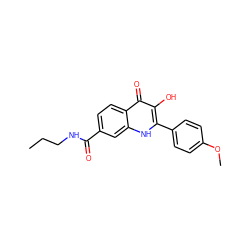 CCCNC(=O)c1ccc2c(=O)c(O)c(-c3ccc(OC)cc3)[nH]c2c1 ZINC000015952296