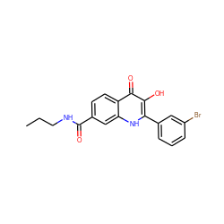 CCCNC(=O)c1ccc2c(=O)c(O)c(-c3cccc(Br)c3)[nH]c2c1 ZINC000015952299