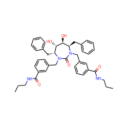 CCCNC(=O)c1cccc(CN2C(=O)N(Cc3cccc(C(=O)NCCC)c3)[C@H](Cc3ccccc3)[C@H](O)[C@@H](O)[C@H]2Cc2ccccc2)c1 ZINC000026577123