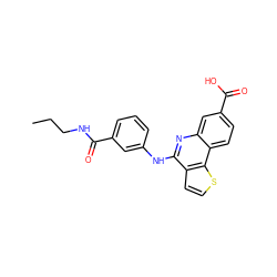 CCCNC(=O)c1cccc(Nc2nc3cc(C(=O)O)ccc3c3sccc23)c1 ZINC000167787364