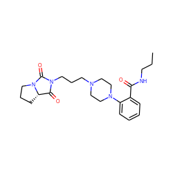 CCCNC(=O)c1ccccc1N1CCN(CCCN2C(=O)[C@@H]3CCCN3C2=O)CC1 ZINC000013861465