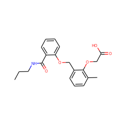 CCCNC(=O)c1ccccc1OCc1cccc(C)c1OCC(=O)O ZINC000084668353