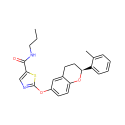 CCCNC(=O)c1cnc(Oc2ccc3c(c2)CC[C@@H](c2ccccc2C)O3)s1 ZINC000145569112