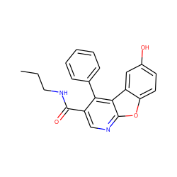 CCCNC(=O)c1cnc2oc3ccc(O)cc3c2c1-c1ccccc1 ZINC000169327791