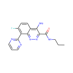 CCCNC(=O)c1nnc2c(-c3ncccn3)c(F)ccc2c1N ZINC000066252461