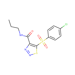 CCCNC(=O)c1nnsc1S(=O)(=O)c1ccc(Cl)cc1 ZINC000003105599