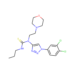 CCCNC(=S)N(CCN1CCOCC1)c1cn(-c2ccc(Cl)c(Cl)c2)nn1 ZINC000209691920