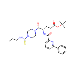 CCCNC(=S)N1CCN(C(=O)[C@H](CCC(=O)OC(C)(C)C)NC(=O)c2cccc(-c3ccccc3)n2)CC1 ZINC000049762317