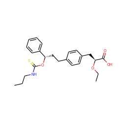 CCCNC(=S)O[C@@H](CCc1ccc(C[C@H](OCC)C(=O)O)cc1)c1ccccc1 ZINC000028822015