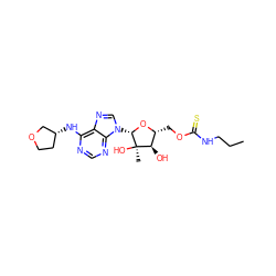 CCCNC(=S)OC[C@H]1O[C@@H](n2cnc3c(N[C@@H]4CCOC4)ncnc32)[C@](C)(O)[C@@H]1O ZINC000029040310