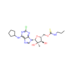 CCCNC(=S)OC[C@H]1O[C@@H](n2cnc3c(NC4CCCC4)nc(Cl)nc32)[C@](C)(O)[C@@H]1O ZINC000029040295