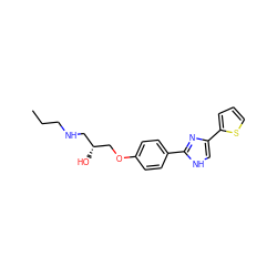 CCCNC[C@@H](O)COc1ccc(-c2nc(-c3cccs3)c[nH]2)cc1 ZINC000026014718