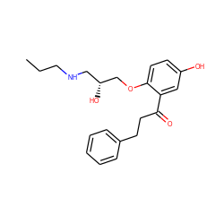 CCCNC[C@@H](O)COc1ccc(O)cc1C(=O)CCc1ccccc1 ZINC000005834799