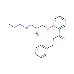 CCCNC[C@@H](O)COc1ccccc1C(=O)CCc1ccccc1 ZINC000001530760