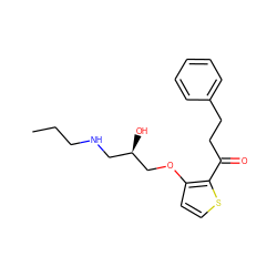 CCCNC[C@@H](O)COc1ccsc1C(=O)CCc1ccccc1 ZINC000003851276