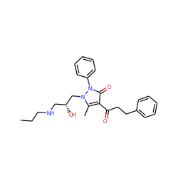 CCCNC[C@@H](O)Cn1c(C)c(C(=O)CCc2ccccc2)c(=O)n1-c1ccccc1 ZINC000005834809