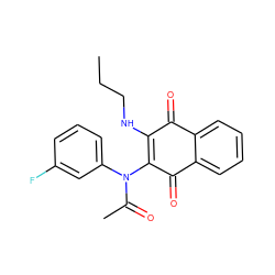 CCCNC1=C(N(C(C)=O)c2cccc(F)c2)C(=O)c2ccccc2C1=O ZINC000013519042