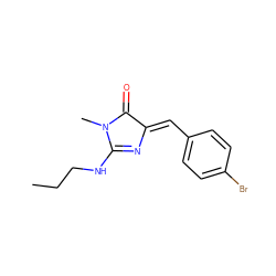 CCCNC1=N/C(=C\c2ccc(Br)cc2)C(=O)N1C ZINC000072109073