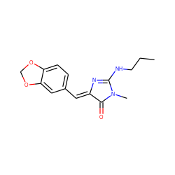 CCCNC1=N/C(=C\c2ccc3c(c2)OCO3)C(=O)N1C ZINC000072107978