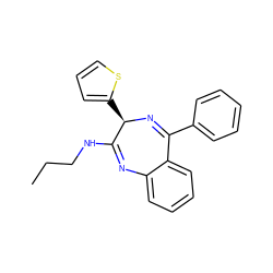 CCCNC1=Nc2ccccc2C(c2ccccc2)=N[C@@H]1c1cccs1 ZINC000040934490