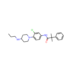 CCCNC1CCN(c2ccc(NC(=O)C(C)(C)c3ccccc3)cc2Cl)CC1 ZINC000064549443