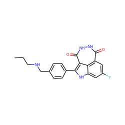 CCCNCc1ccc(-c2[nH]c3cc(F)cc4c(=O)[nH][nH]c(=O)c2c34)cc1 ZINC000473081291