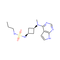 CCCNS(=O)(=O)N[C@H]1C[C@@H](N(C)c2ncnc3[nH]ccc23)C1 ZINC001772633942