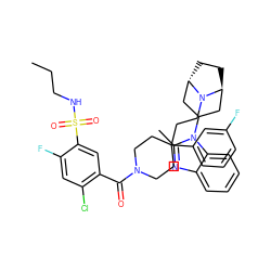 CCCNS(=O)(=O)c1cc(C(=O)N2CCC(CCN3[C@H]4CC[C@H]3CC(n3c(C)nc5ccccc53)C4)(c3cccc(F)c3)CC2)c(Cl)cc1F ZINC000150562002