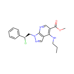 CCCNc1c(C(=O)OC)cnc2c1cnn2C[C@@H](Cl)c1ccccc1 ZINC000013675412