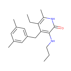 CCCNc1c(Cc2cc(C)cc(C)c2)c(CC)c(C)[nH]c1=O ZINC000005883276