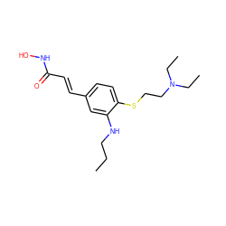 CCCNc1cc(/C=C/C(=O)NO)ccc1SCCN(CC)CC ZINC000118761447