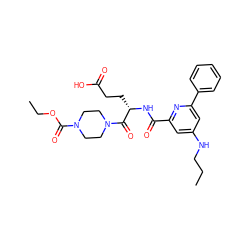 CCCNc1cc(C(=O)N[C@@H](CCC(=O)O)C(=O)N2CCN(C(=O)OCC)CC2)nc(-c2ccccc2)c1 ZINC000043073937