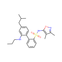 CCCNc1cc(CC(C)C)ccc1-c1ccccc1S(=O)(=O)Nc1onc(C)c1C ZINC000013782439