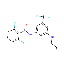 CCCNc1cc(NC(=O)c2c(F)cccc2F)cc(C(F)(F)F)c1 ZINC000299838884