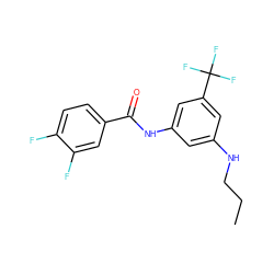 CCCNc1cc(NC(=O)c2ccc(F)c(F)c2)cc(C(F)(F)F)c1 ZINC000299836112