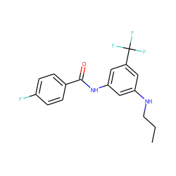 CCCNc1cc(NC(=O)c2ccc(F)cc2)cc(C(F)(F)F)c1 ZINC000299835951