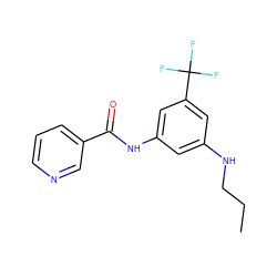 CCCNc1cc(NC(=O)c2cccnc2)cc(C(F)(F)F)c1 ZINC000299834137