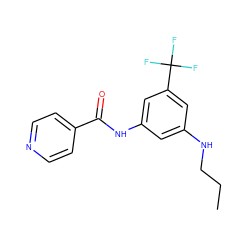 CCCNc1cc(NC(=O)c2ccncc2)cc(C(F)(F)F)c1 ZINC000299837134