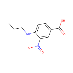 CCCNc1ccc(C(=O)O)cc1[N+](=O)[O-] ZINC000003913732