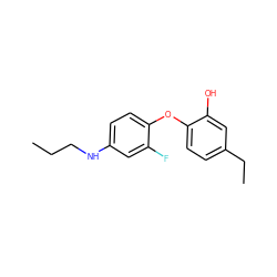 CCCNc1ccc(Oc2ccc(CC)cc2O)c(F)c1 ZINC000095574068