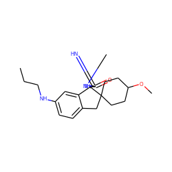 CCCNc1ccc2c(c1)[C@@]1(NC(=N)N(C)C1=O)C1(CCC(OC)CC1)C2 ZINC001772641411