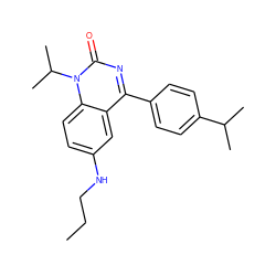 CCCNc1ccc2c(c1)c(-c1ccc(C(C)C)cc1)nc(=O)n2C(C)C ZINC000045369970