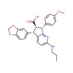 CCCNc1ccc2c(n1)[C@@H](c1ccc(OC)cc1)[C@H](C(=O)O)[C@H]2c1ccc2c(c1)OCO2 ZINC000003979518