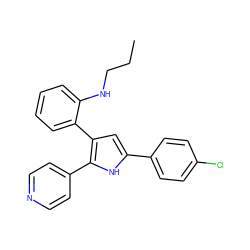 CCCNc1ccccc1-c1cc(-c2ccc(Cl)cc2)[nH]c1-c1ccncc1 ZINC000027724123