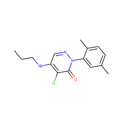 CCCNc1cnn(-c2cc(C)ccc2C)c(=O)c1Cl ZINC000261135860